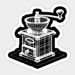 vintage coffee grinder 3d wireframes design Sticker